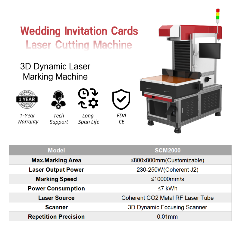 ARGUS Easy To Operate Pop Up Wedding Invitation Paper Card Cutter Galvo Co2 Laser Marking Machine SCM2000 with CCD