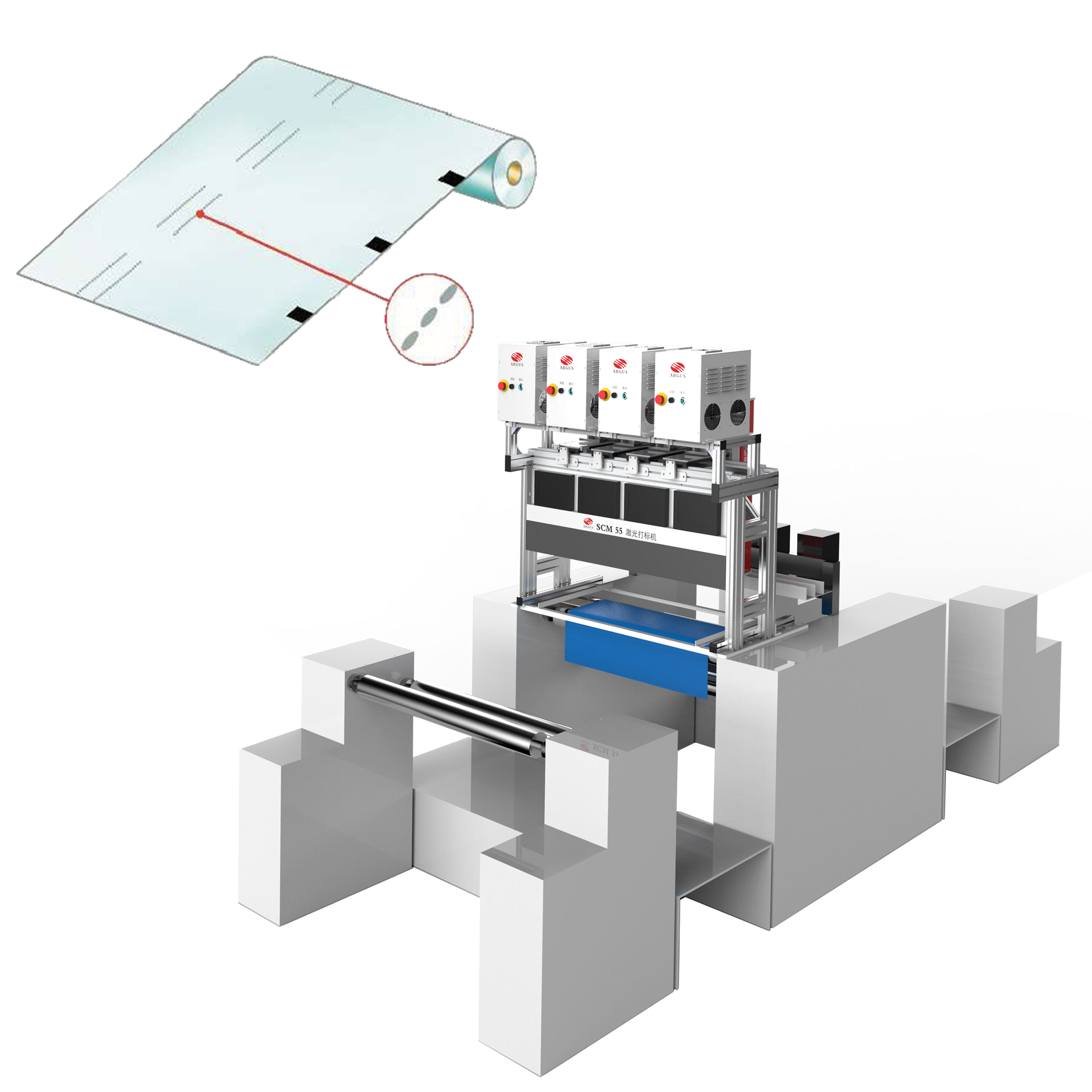 ARGUS Rotary High Output Easy Tearing Line Double&four Heads Laser Marking Plastic Laminate for Packaging Industry