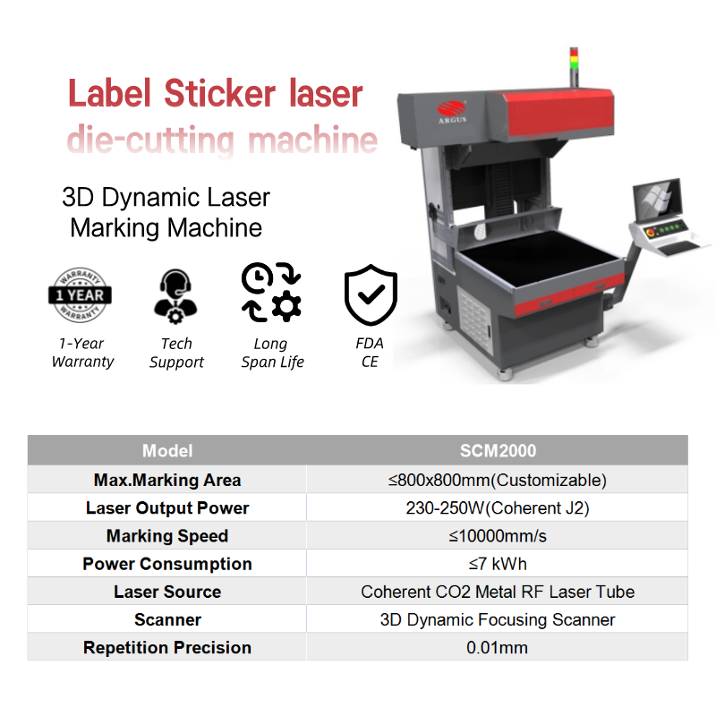 ARGUS Label Sticker Laser Die-cutting Machine Vinyl Cutter Galvo Co2 Laser Cutting Machine SCM2000