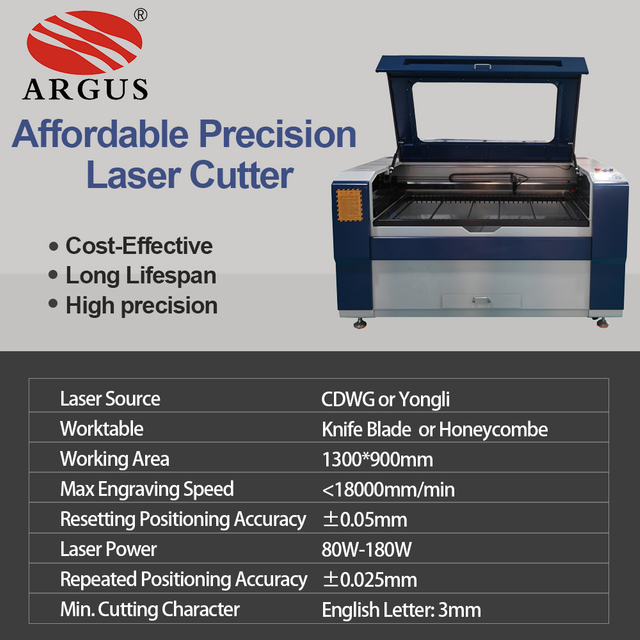 ARGUS CO2 Laser Cutting Machine 1390 Laser Acrylic Wood MDF Leather Engraving Laser 100/130/150W