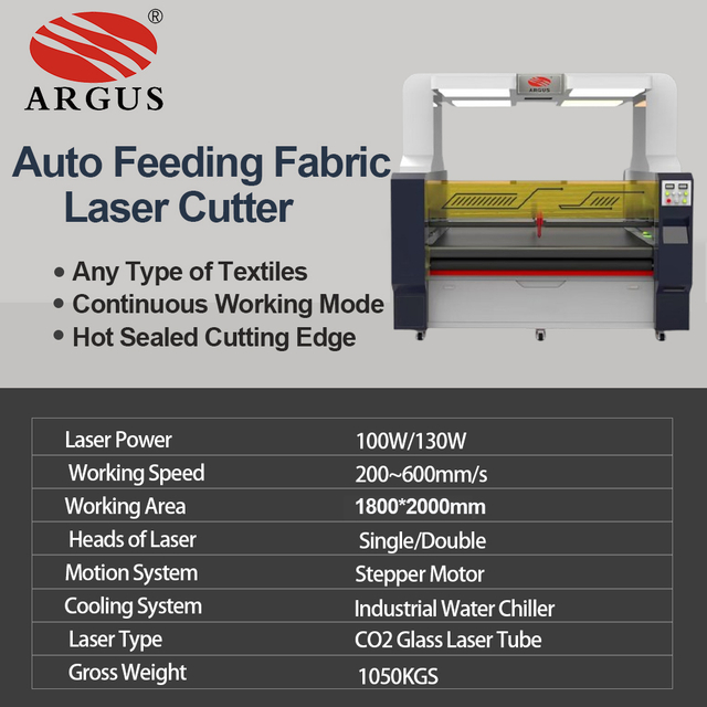 ARGUS 1820 Large Format Top Camera Fabric Laser Cutting Machine