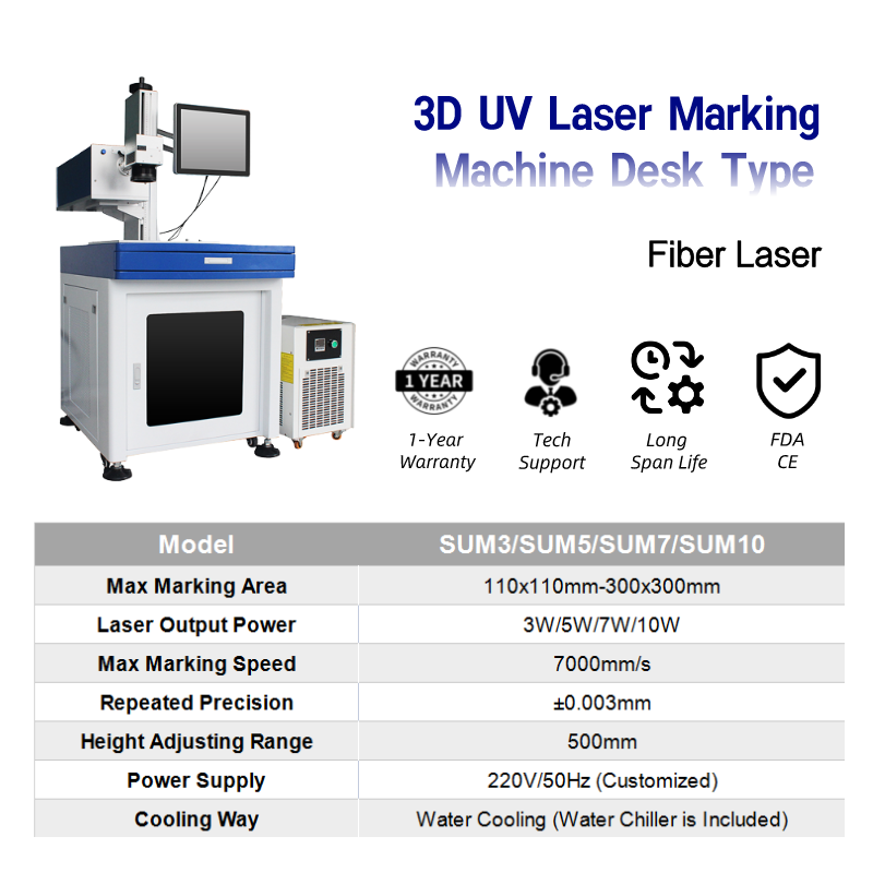 Sunic Autofocus 3D UV Laser Marking Machine Desk Type Galvo Laser Marking Machine for Metal