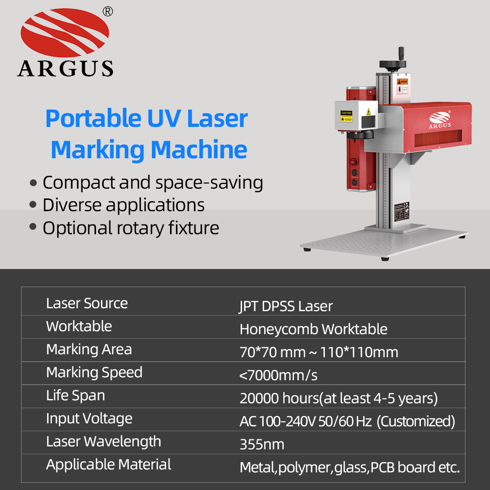 ARGUS 5W 3D Portable UV Laser Marking Machine DIY Mini UV Engraver Cutter Plastic Metal Glass Bottle PBC
