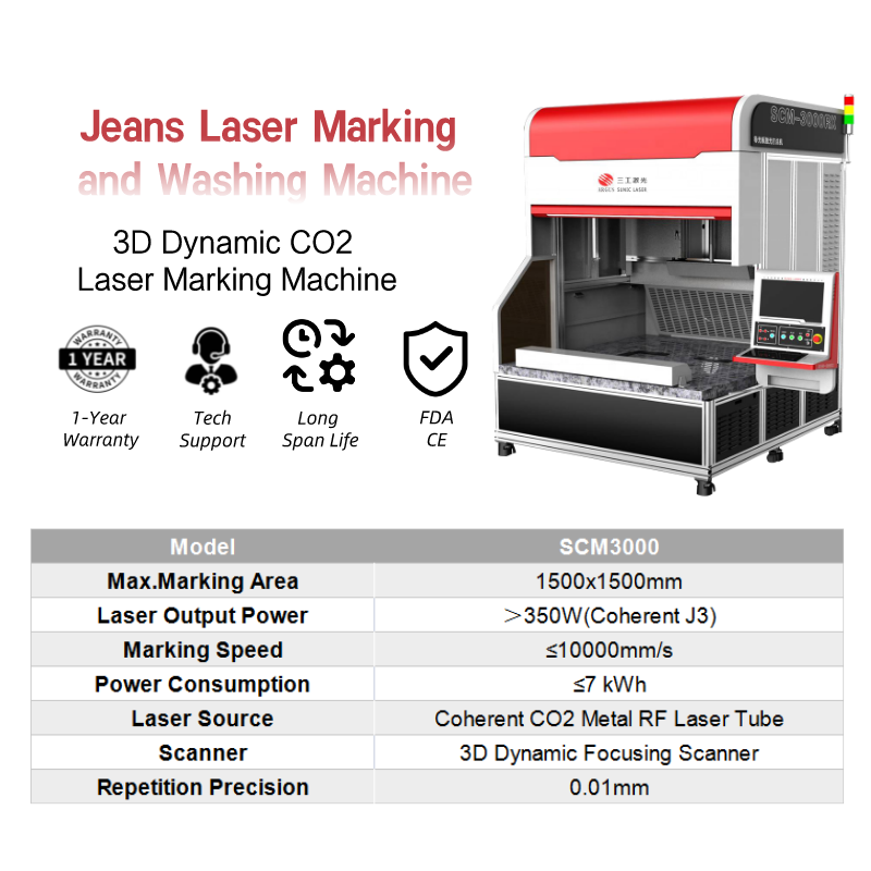 ARGUS High Speed Scanner CO2 Laser Printing Denim Jeans Laser Marking Machine with RF Metal Tube