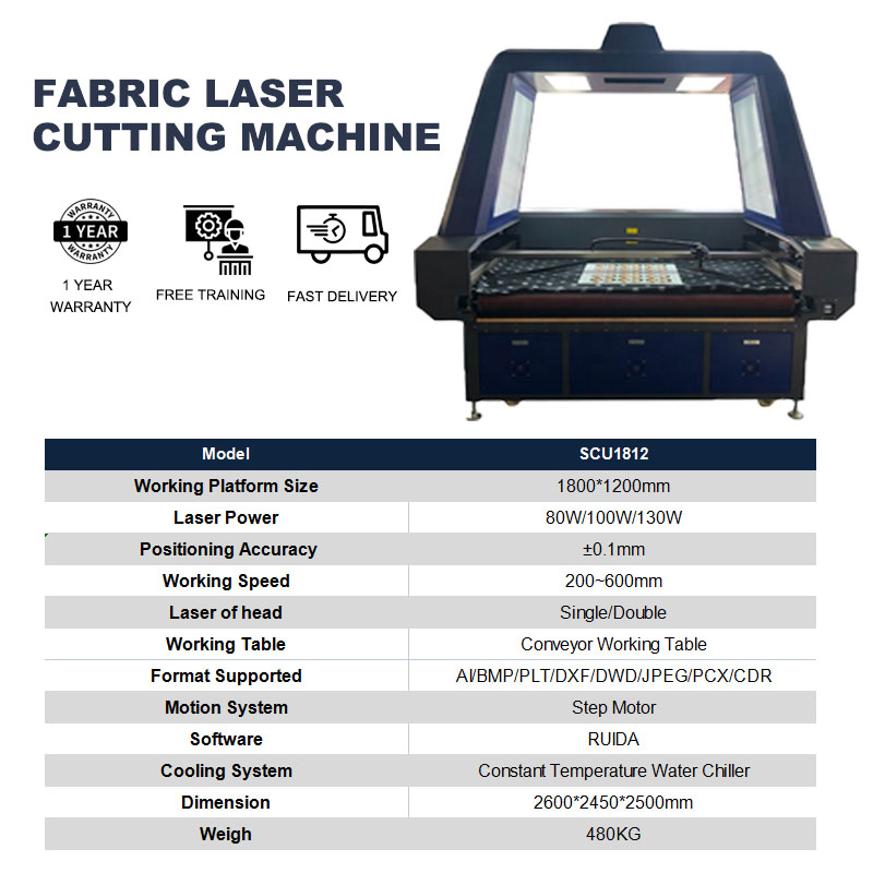 ARGUS Widely Used 1812 Industry Cloth Textile Fabric Leather Auto Feeding CO2 Laser Cutting Machine 100W Roll to Roll Fabric Laser Cutting Machine 1800*1200mm
