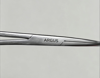 Black marking on surgical scissors