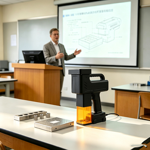 teachers demonstrating laser equipment in classrooms